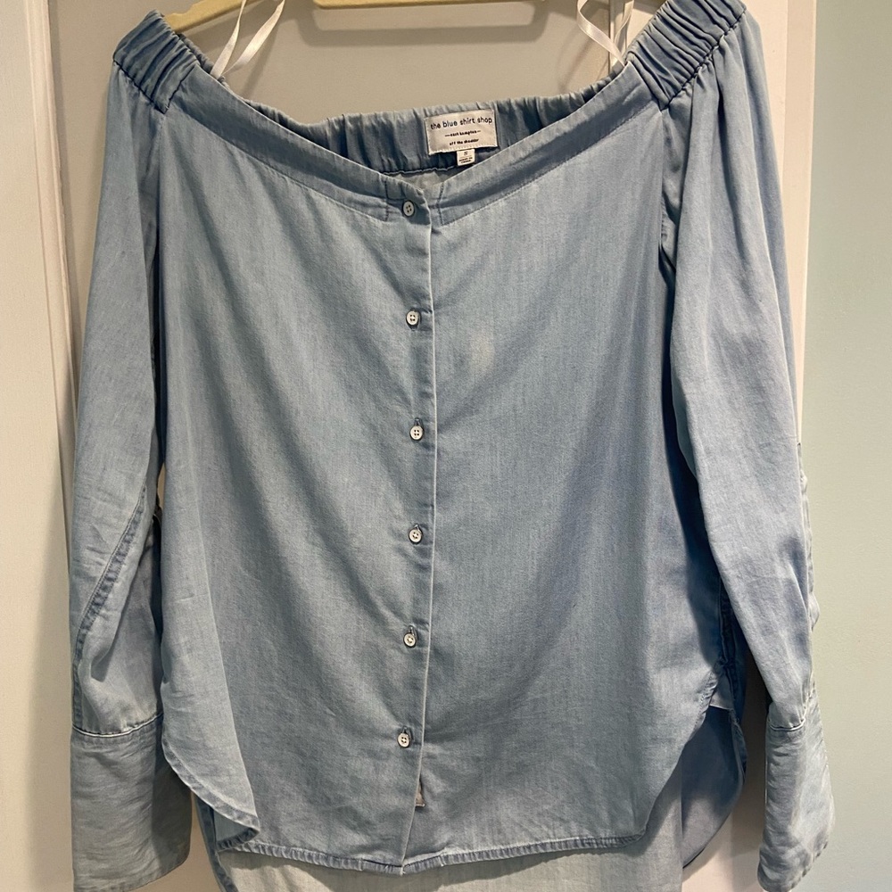 Denim off the shoulder blouse